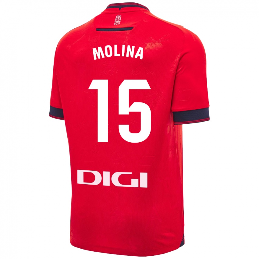 Dětské Guillem Molina #15 Červená Bílá Domů Hráčské Dresy 2024/25 Dres