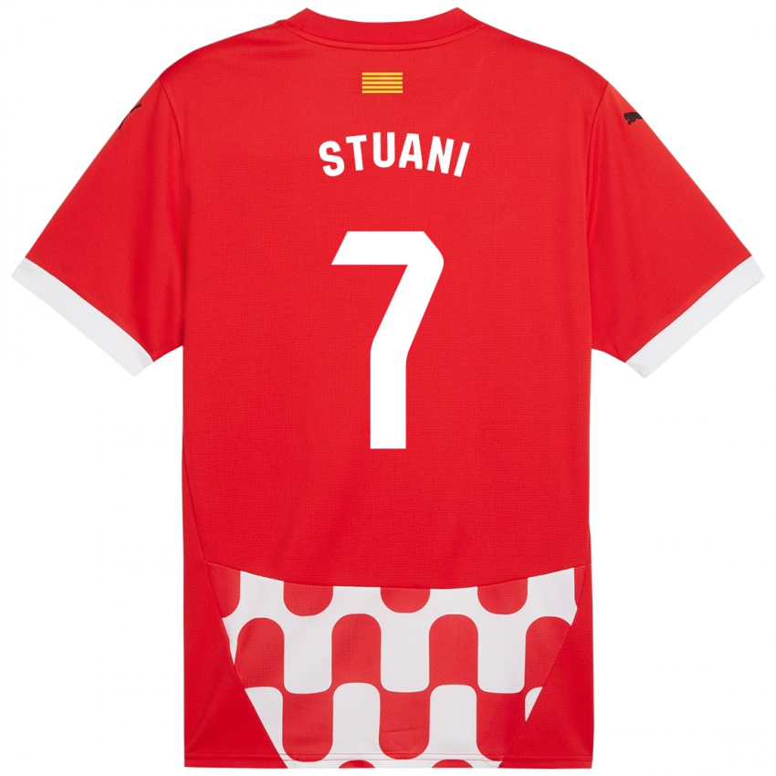 Dětské Cristhian Stuani #7 Červená Bílá Domů Hráčské Dresy 2024/25 Dres