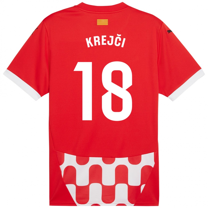 Dětské Ladislav Krejci #18 Červená Bílá Domů Hráčské Dresy 2024/25 Dres