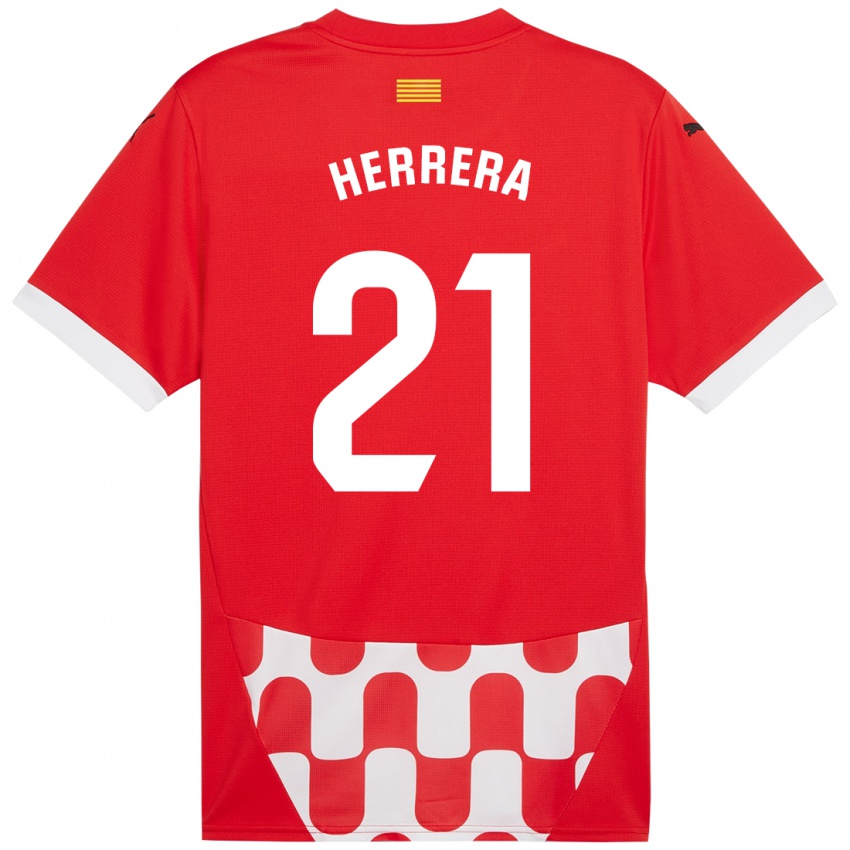 Dětské Yangel Herrera #21 Červená Bílá Domů Hráčské Dresy 2024/25 Dres