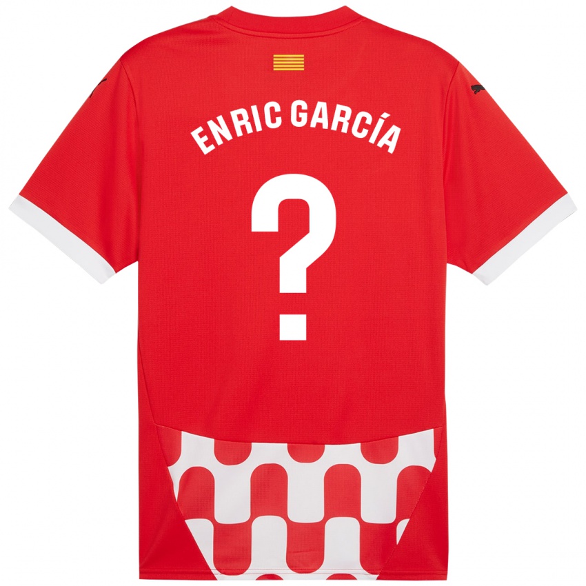 Dětské Enric García #0 Červená Bílá Domů Hráčské Dresy 2024/25 Dres