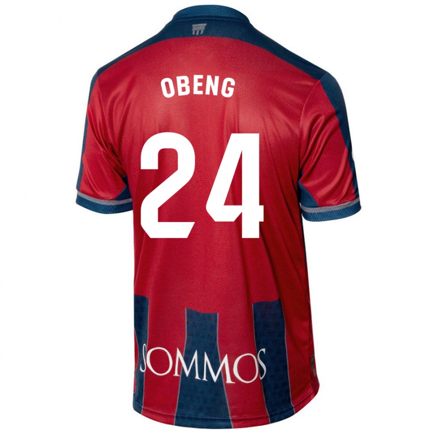 Dětské Samuel Obeng #24 Červená Modrá Domů Hráčské Dresy 2024/25 Dres