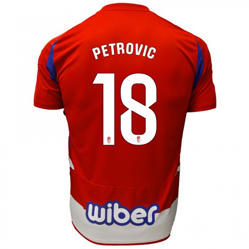 Dětské Njegos Petrovic #18 Červená Bílá Modrá Domů Hráčské Dresy 2024/25 Dres