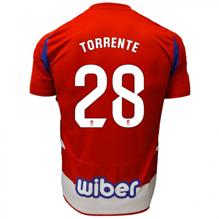 Dětské Raúl Torrente #28 Červená Bílá Modrá Domů Hráčské Dresy 2024/25 Dres