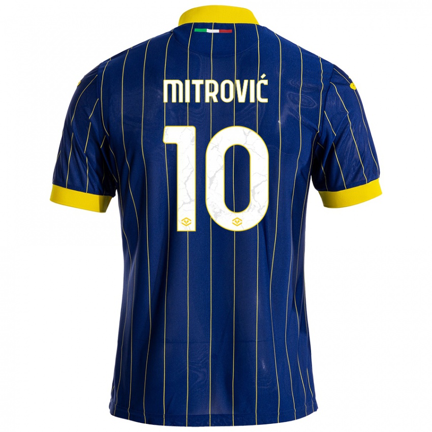 Dětské Stefan Mitrović #10 Modrá Žlutá Domů Hráčské Dresy 2024/25 Dres