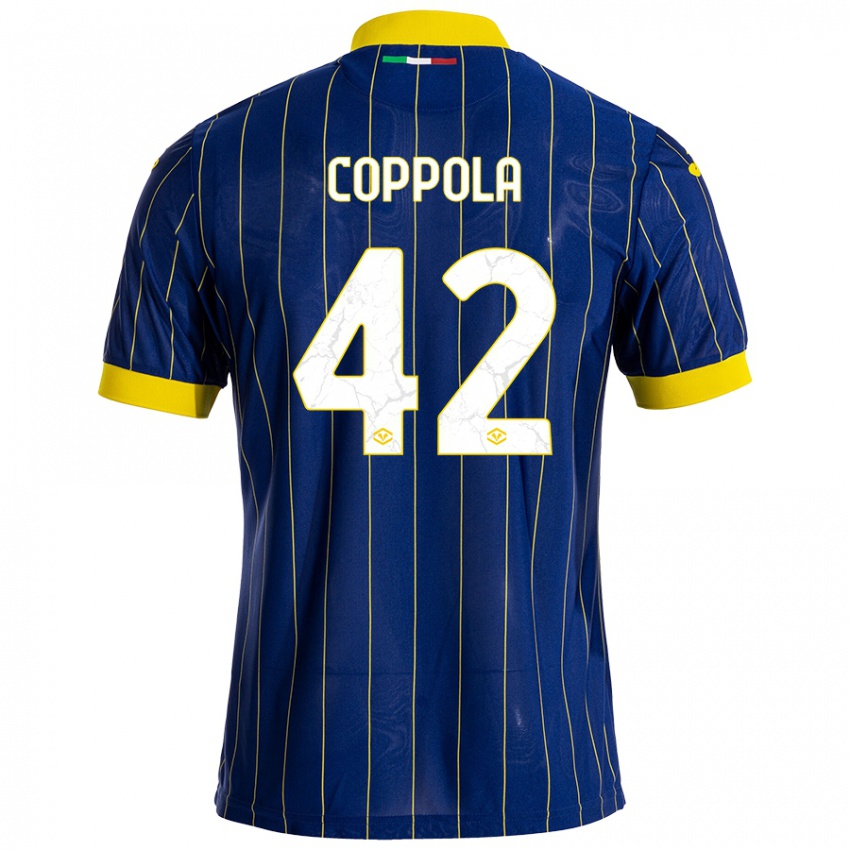 Dětské Diego Coppola #42 Modrá Žlutá Domů Hráčské Dresy 2024/25 Dres