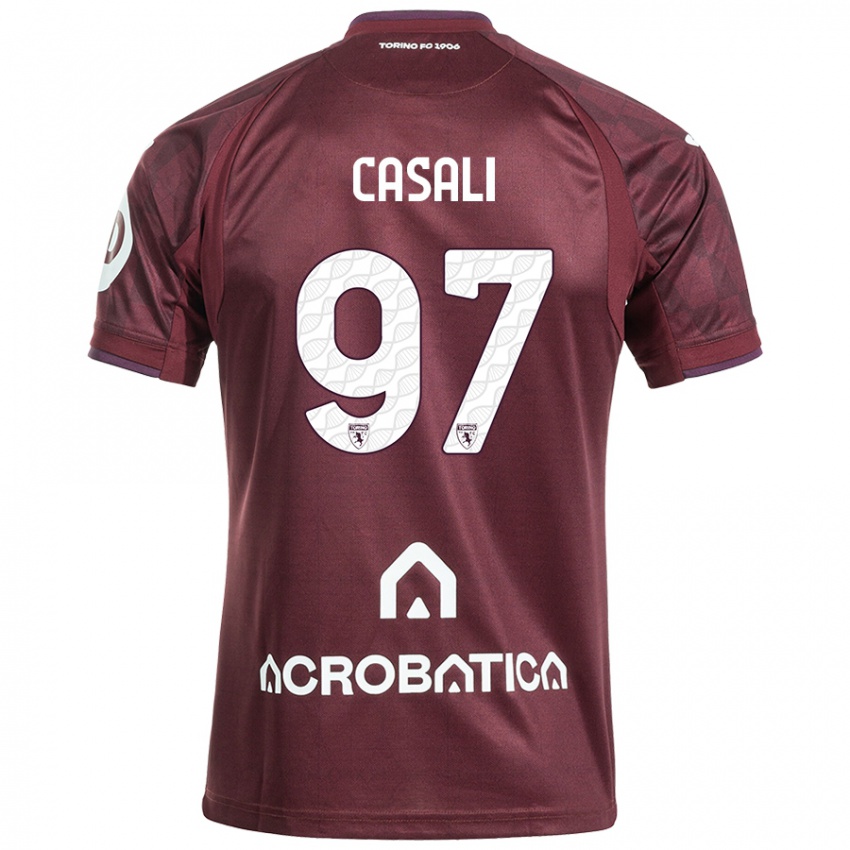 Dětské Michele Casali #97 Kaštanově Bílá Domů Hráčské Dresy 2024/25 Dres