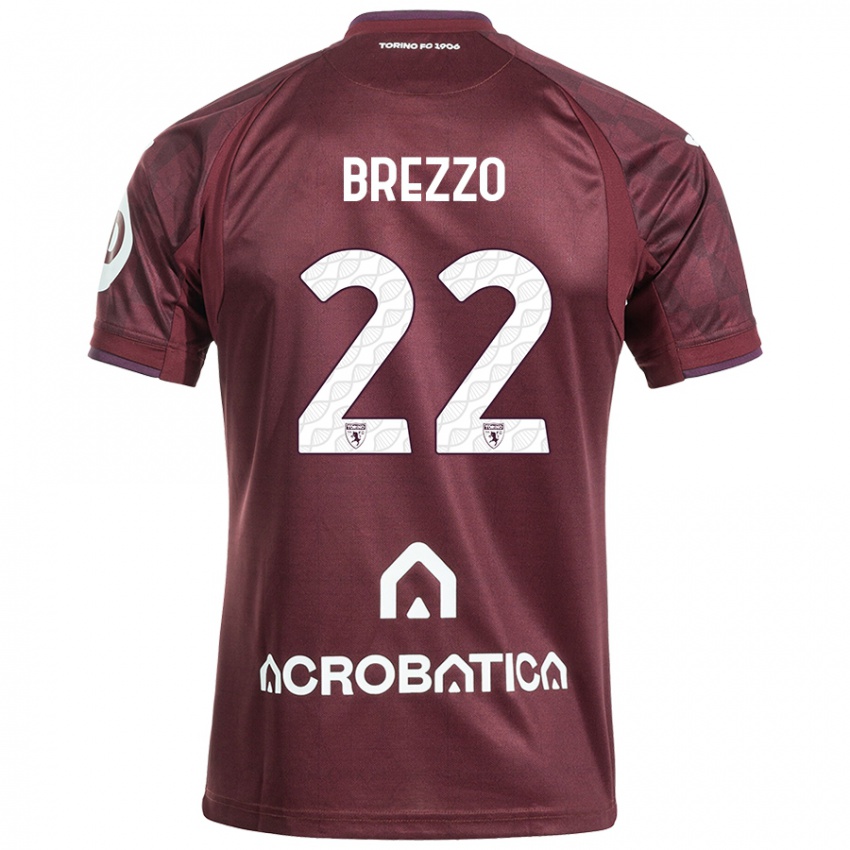 Dětské Matteo Brezzo #22 Kaštanově Bílá Domů Hráčské Dresy 2024/25 Dres