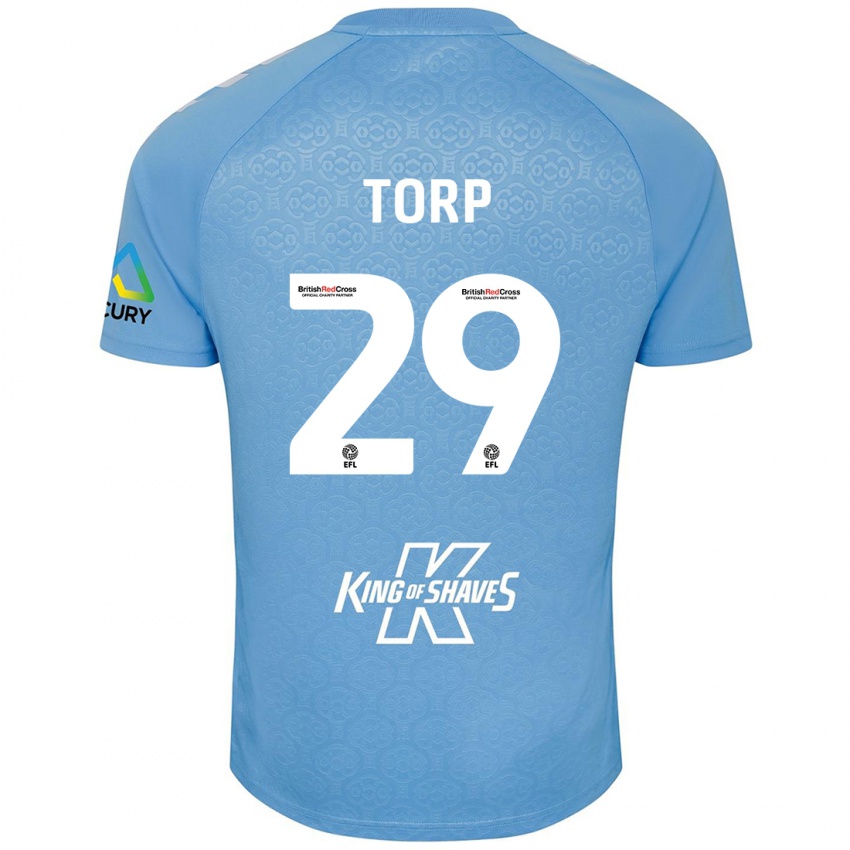 Dětské Victor Torp #29 Modrá Bílá Domů Hráčské Dresy 2024/25 Dres