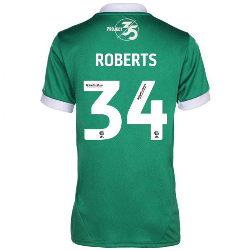 Dětské Caleb Roberts #34 Zelená Bílá Domů Hráčské Dresy 2024/25 Dres