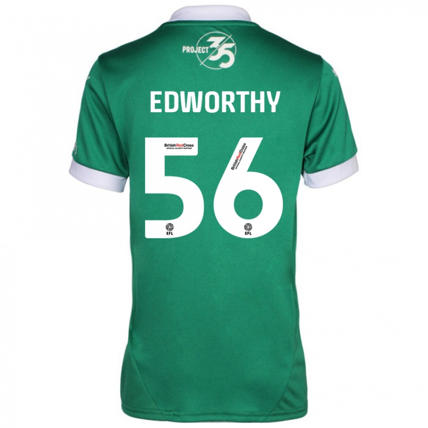 Dětské Kieran Edworthy #56 Zelená Bílá Domů Hráčské Dresy 2024/25 Dres