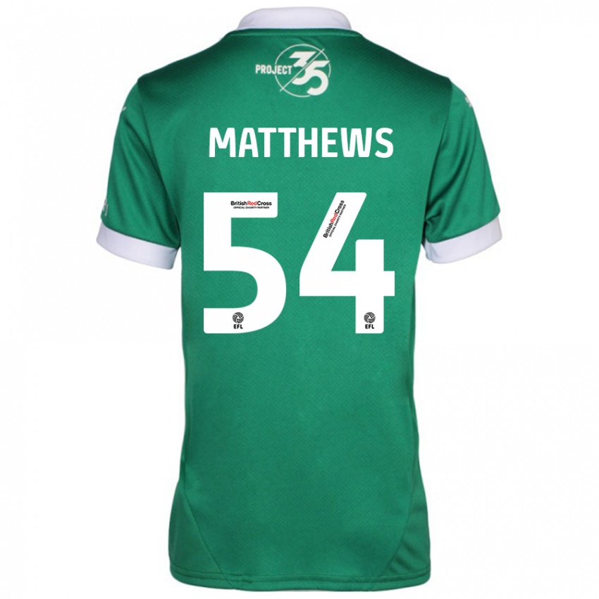 Dětské Jack Matthews #54 Zelená Bílá Domů Hráčské Dresy 2024/25 Dres