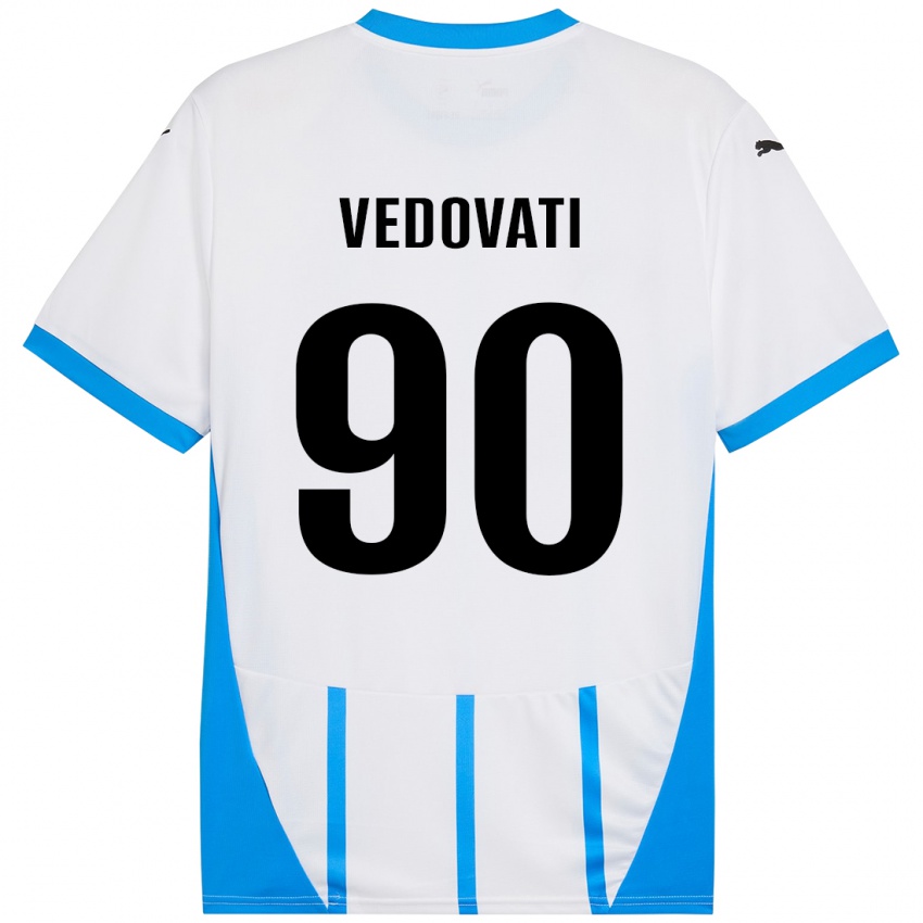 Dětské Gabriele Vedovati #90 Bílá Modrá Daleko Hráčské Dresy 2024/25 Dres