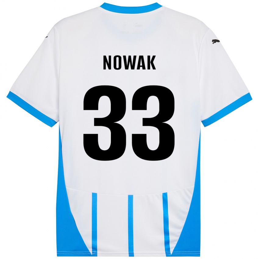 Dětské Julie Nowak #33 Bílá Modrá Daleko Hráčské Dresy 2024/25 Dres