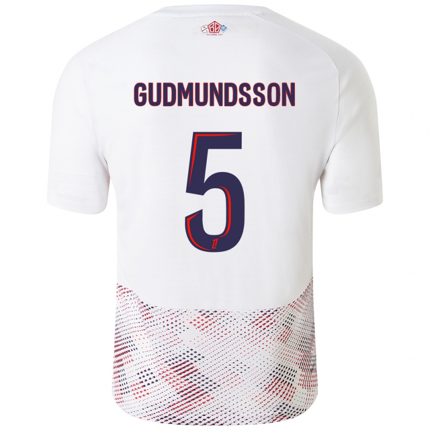 Dětské Gabriel Gudmundsson #5 Bílá Královská Modrá Daleko Hráčské Dresy 2024/25 Dres