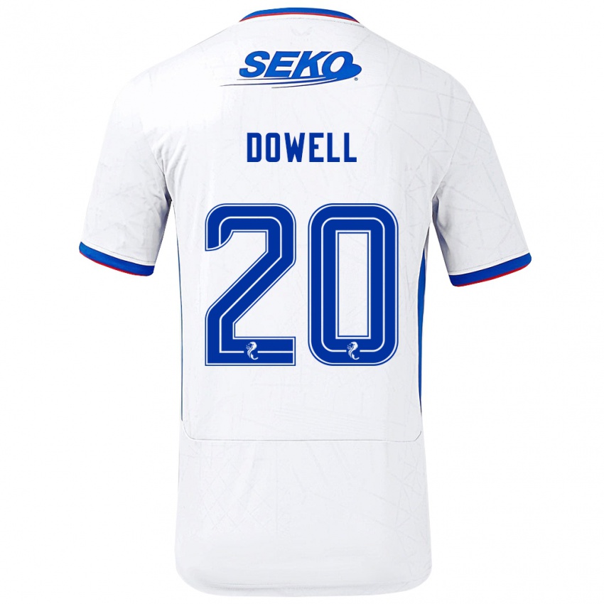 Dětské Kieran Dowell #20 Bílá Modrá Daleko Hráčské Dresy 2024/25 Dres