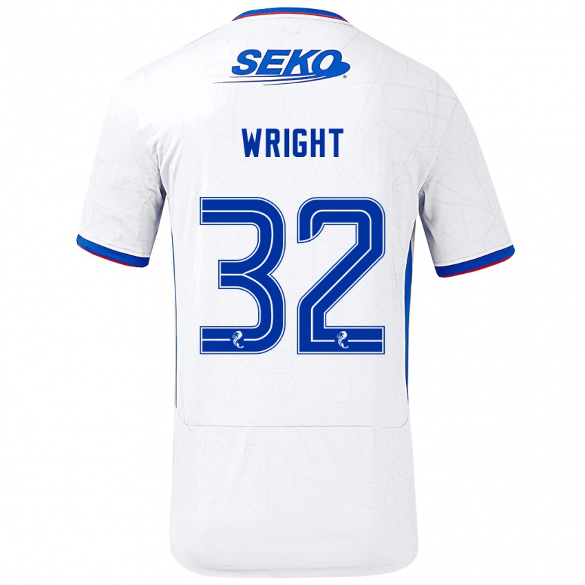 Dětské Kieran Wright #32 Bílá Modrá Daleko Hráčské Dresy 2024/25 Dres