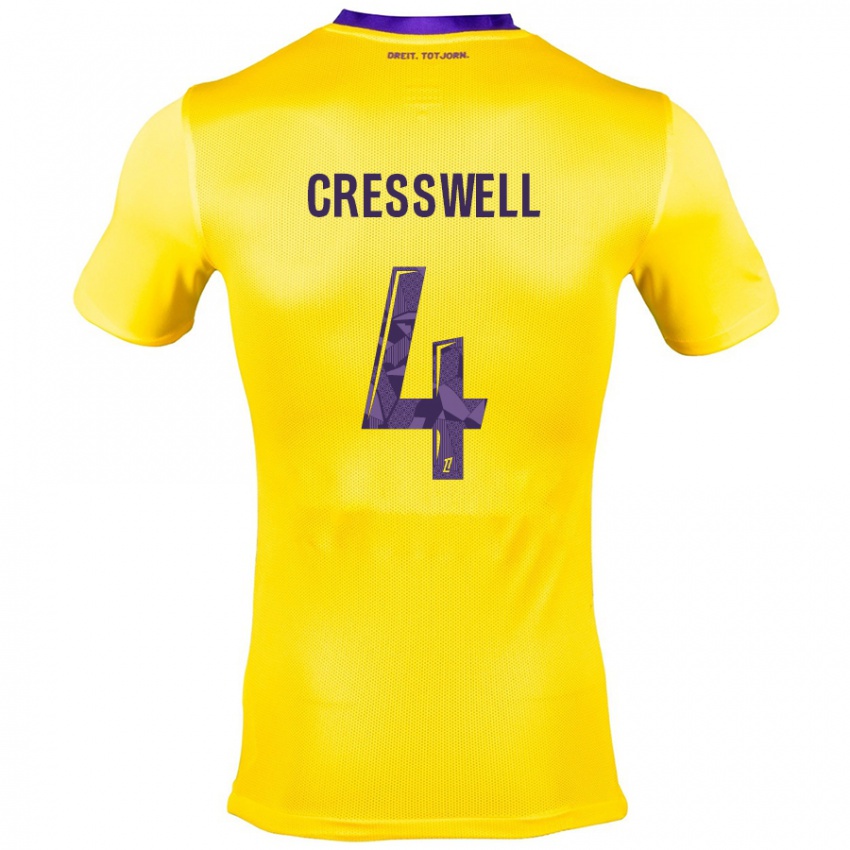 Dětské Charlie Cresswell #4 Žlutá Fialová Daleko Hráčské Dresy 2024/25 Dres