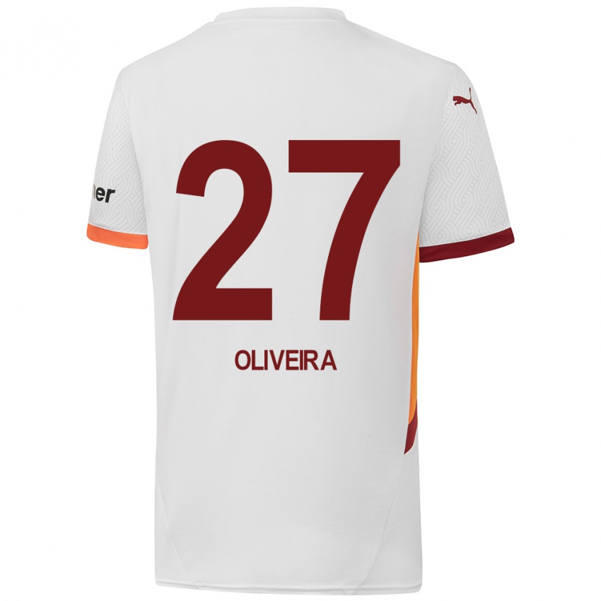 Dětské Sergio Oliveira #27 Bílá Žlutá Červená Daleko Hráčské Dresy 2024/25 Dres