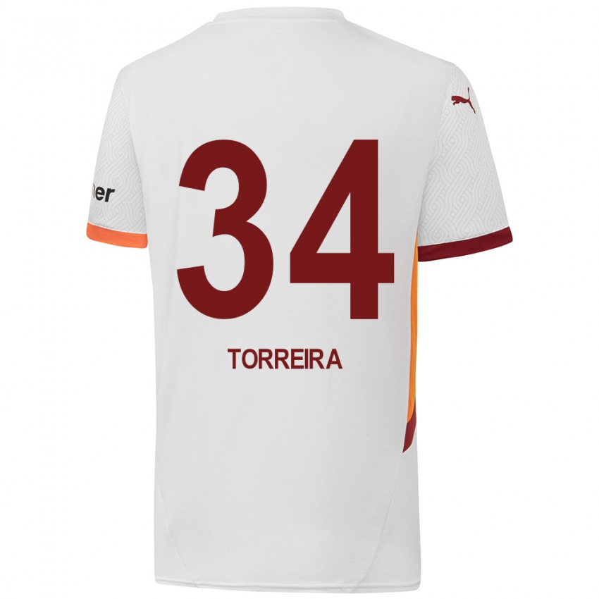 Dětské Lucas Torreira #34 Bílá Žlutá Červená Daleko Hráčské Dresy 2024/25 Dres