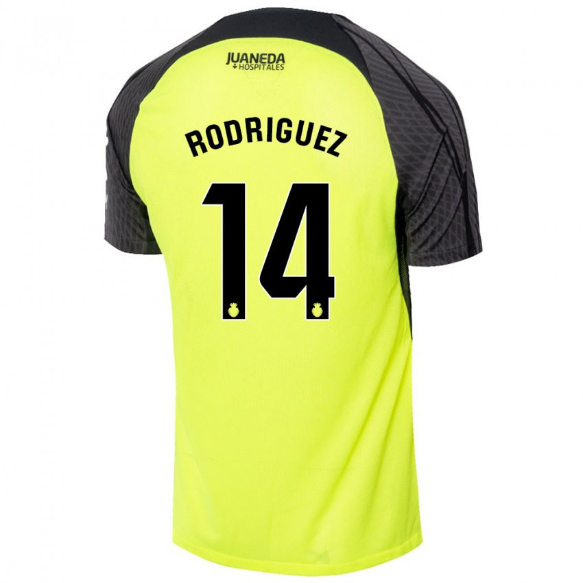 Dětské Diego Rodríguez #14 Fluorescenční Zelená Černá Daleko Hráčské Dresy 2024/25 Dres