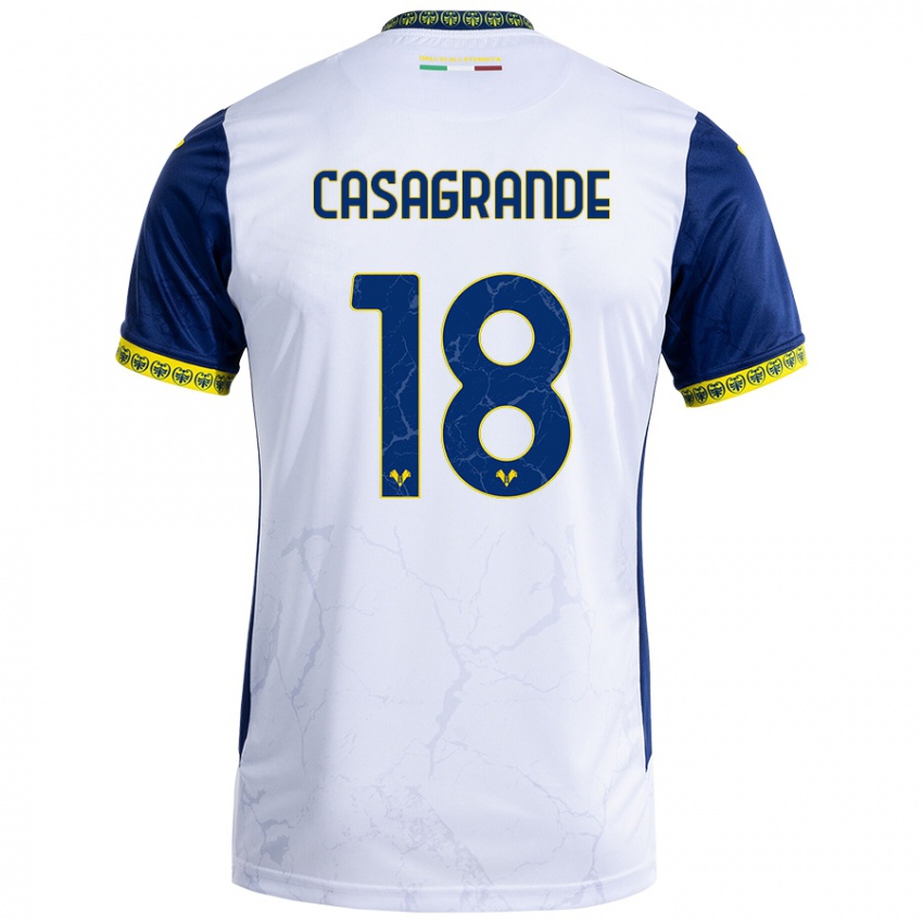 Dětské Davide Casagrande #18 Bílá Modrá Daleko Hráčské Dresy 2024/25 Dres