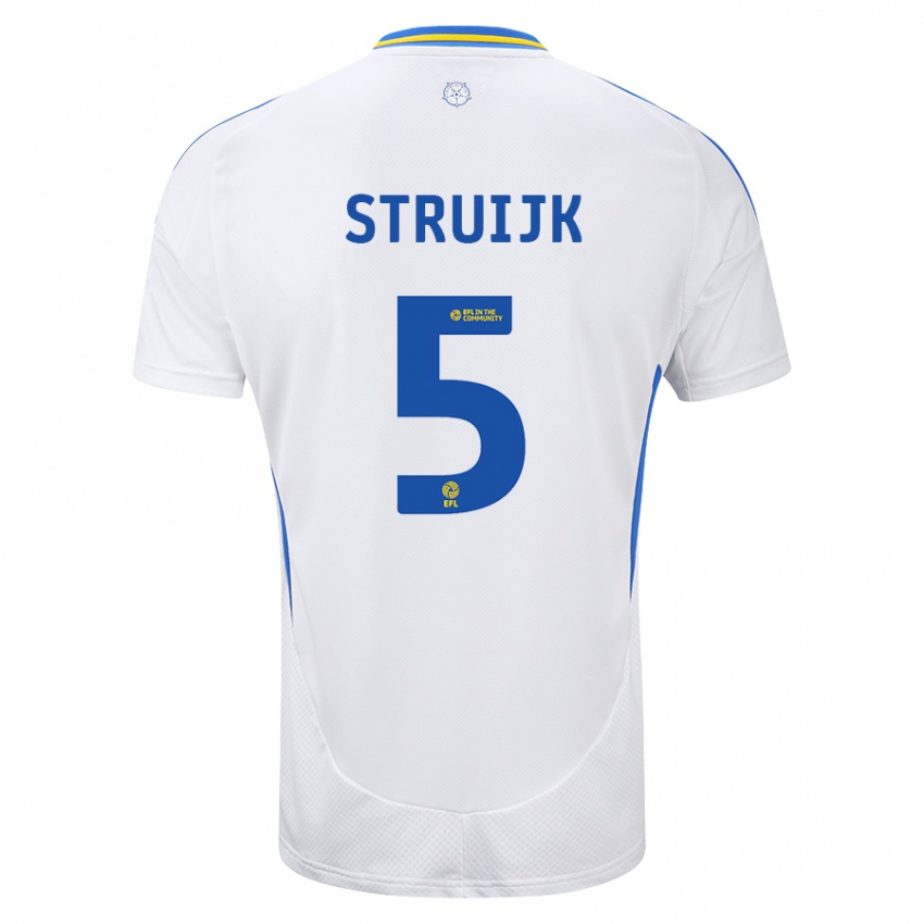 Pánské Pascal Struijk #5 Bílá Modrá Domů Hráčské Dresy 2024/25 Dres