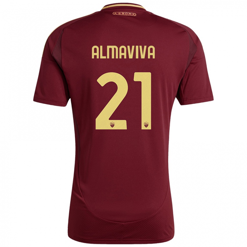 Pánské Mattia Almaviva #21 Červená Hnědá Zlatá Domů Hráčské Dresy 2024/25 Dres