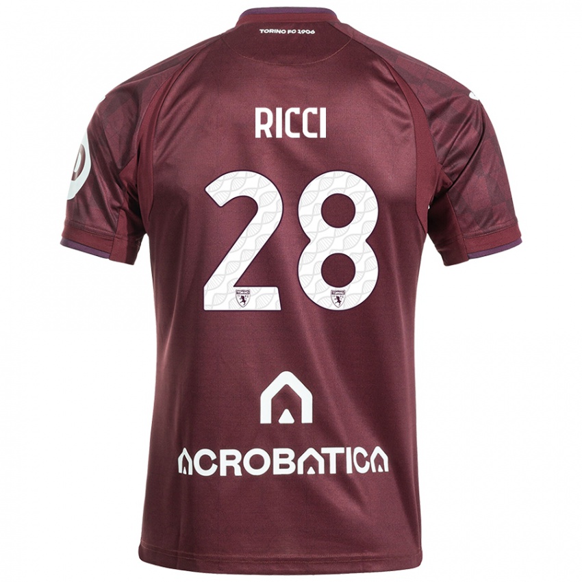 Pánské Samuele Ricci #28 Kaštanově Bílá Domů Hráčské Dresy 2024/25 Dres