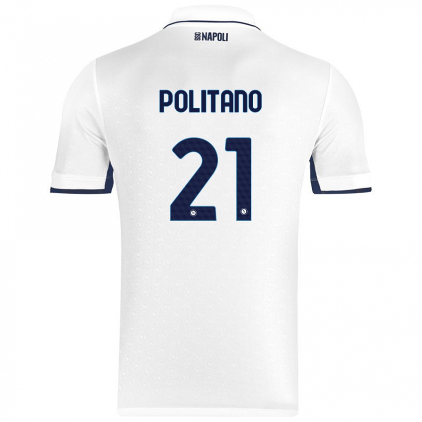 Pánské Matteo Politano #21 Bílá Královská Modrá Daleko Hráčské Dresy 2024/25 Dres