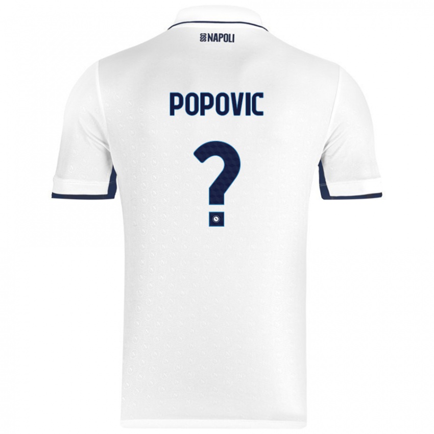 Pánské Matija Popovic #0 Bílá Královská Modrá Daleko Hráčské Dresy 2024/25 Dres