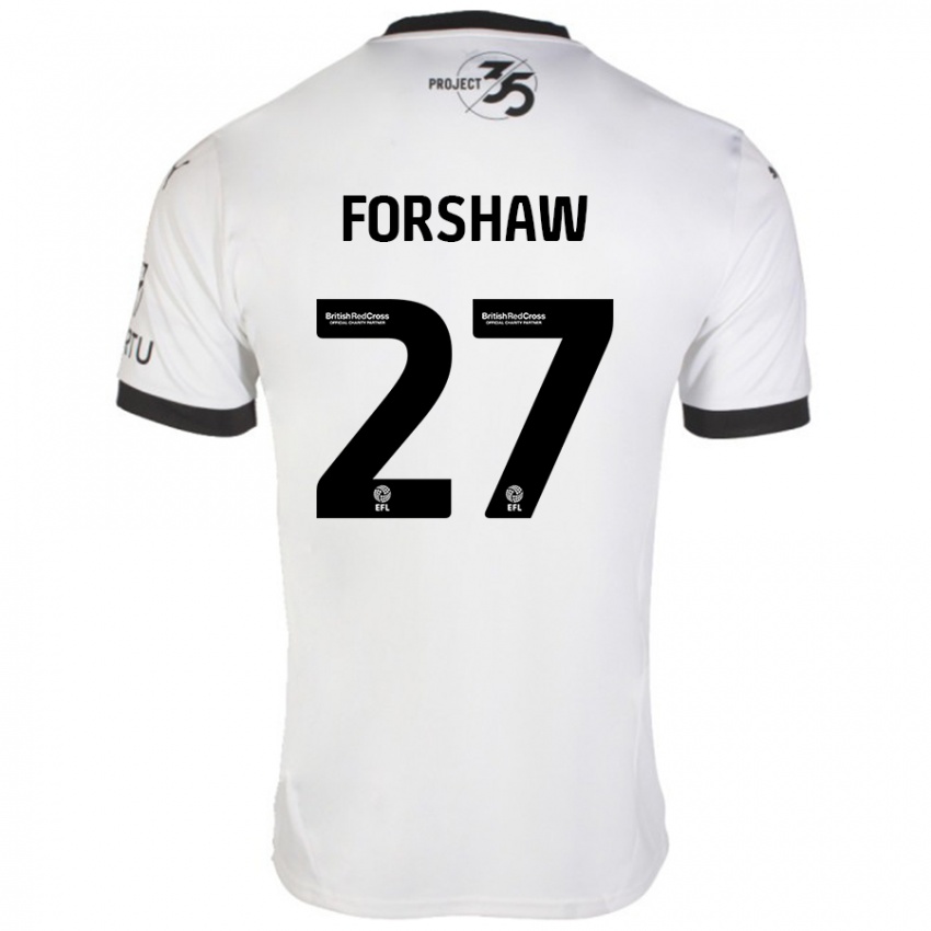 Pánské Adam Forshaw #27 Bílá Černá Daleko Hráčské Dresy 2024/25 Dres