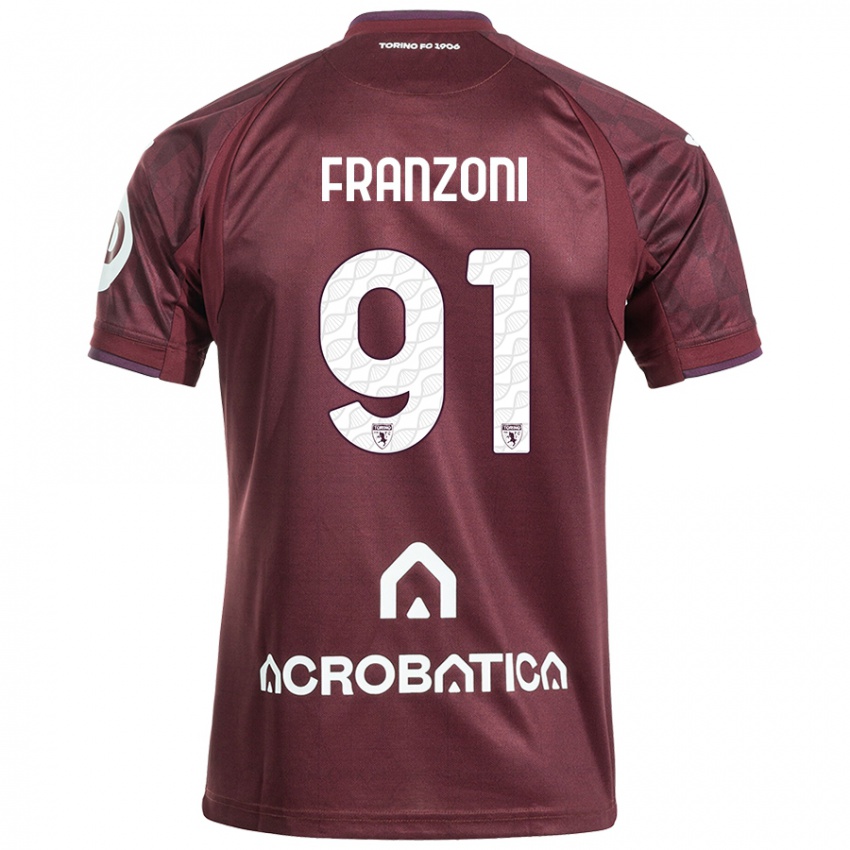 Dámské Nicolò Franzoni #91 Kaštanově Bílá Domů Hráčské Dresy 2024/25 Dres