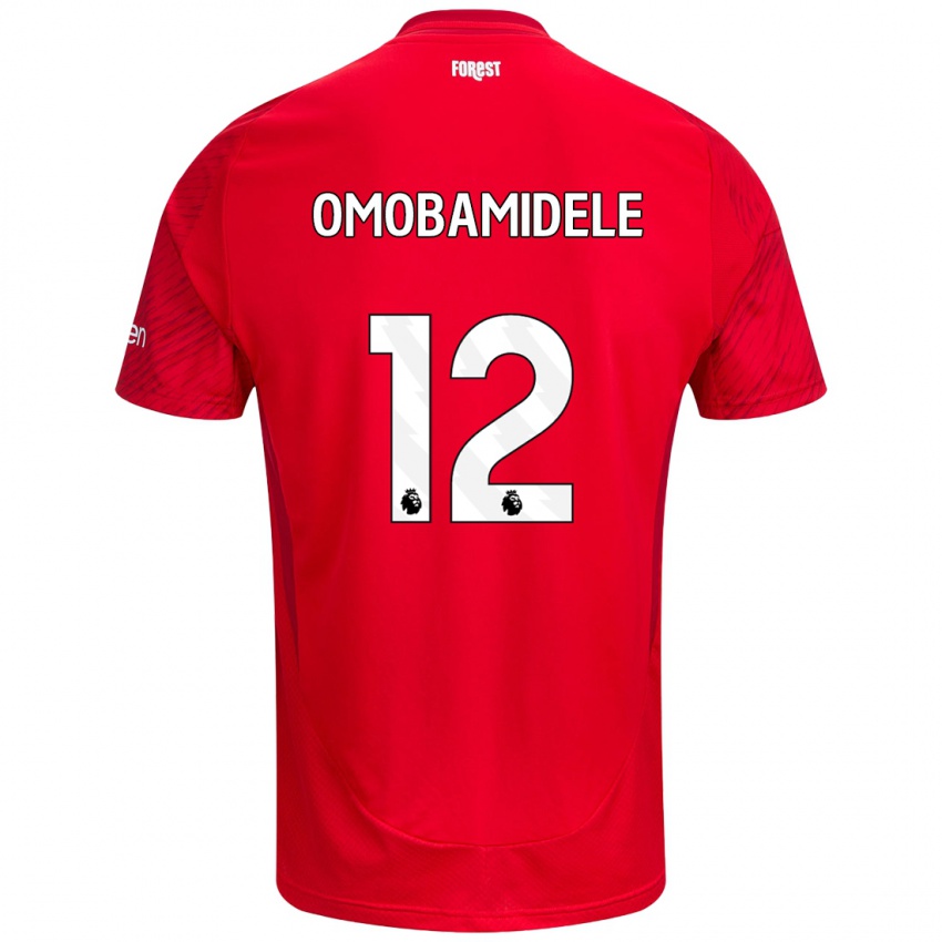 Dětské Andrew Omobamidele #12 Červená Bílá Domů Hráčské Dresy 2024/25 Dres