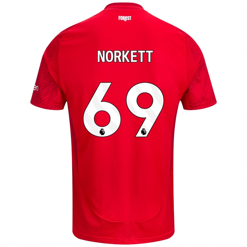 Dětské Manni Norkett #69 Červená Bílá Domů Hráčské Dresy 2024/25 Dres