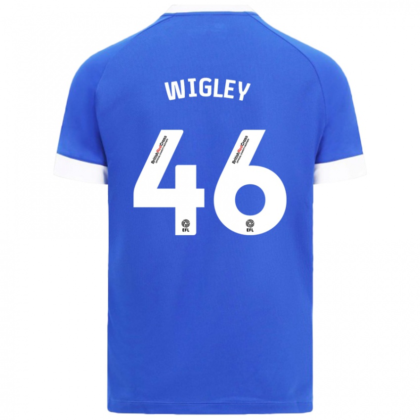 Dětské Morgan Wigley #46 Nebesky Modrá Domů Hráčské Dresy 2024/25 Dres