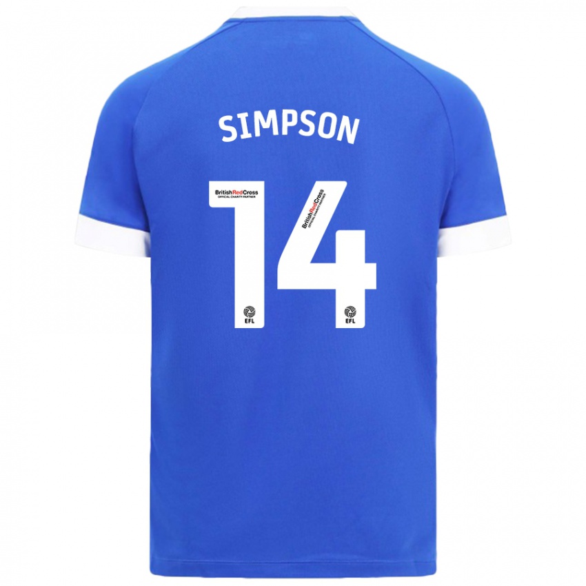 Dětské Jasmine Simpson #14 Nebesky Modrá Domů Hráčské Dresy 2024/25 Dres