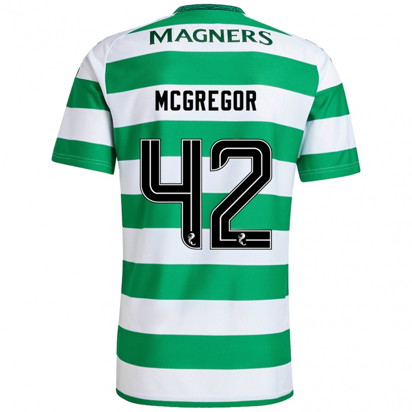 Dětské Callum Mcgregor #42 Zelená Bílá Domů Hráčské Dresy 2024/25 Dres