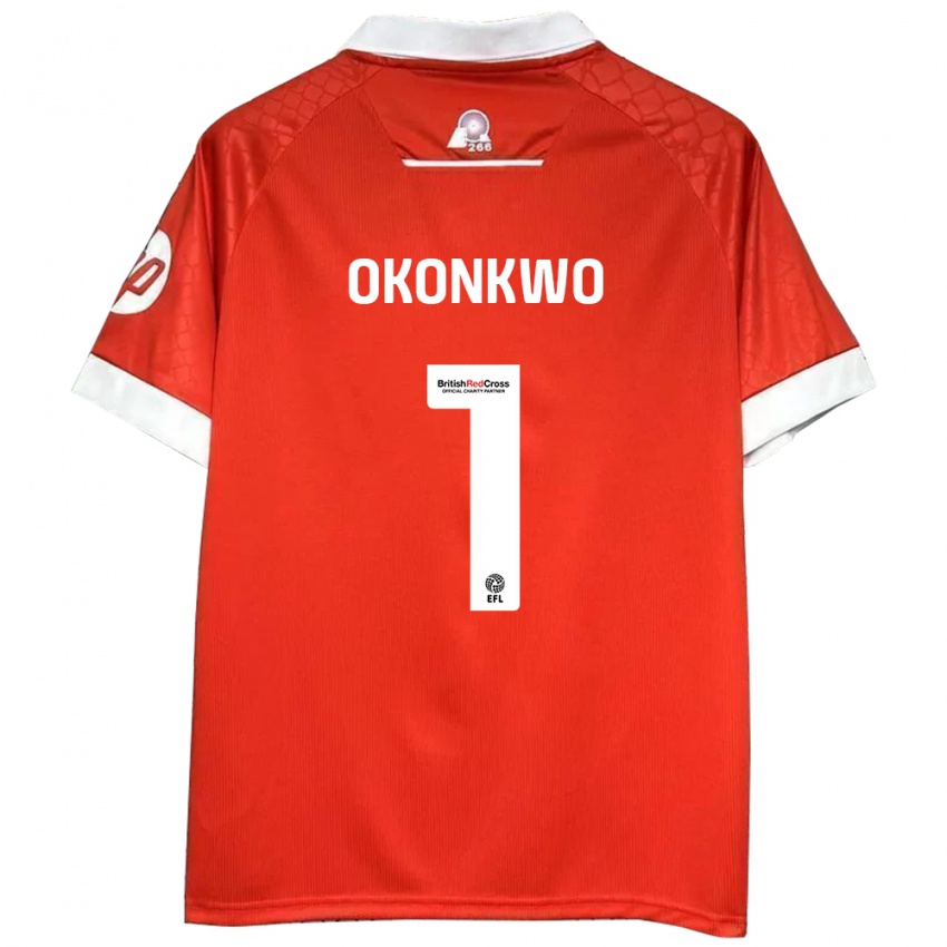 Dětské Arthur Okonkwo #1 Červená Bílá Domů Hráčské Dresy 2024/25 Dres