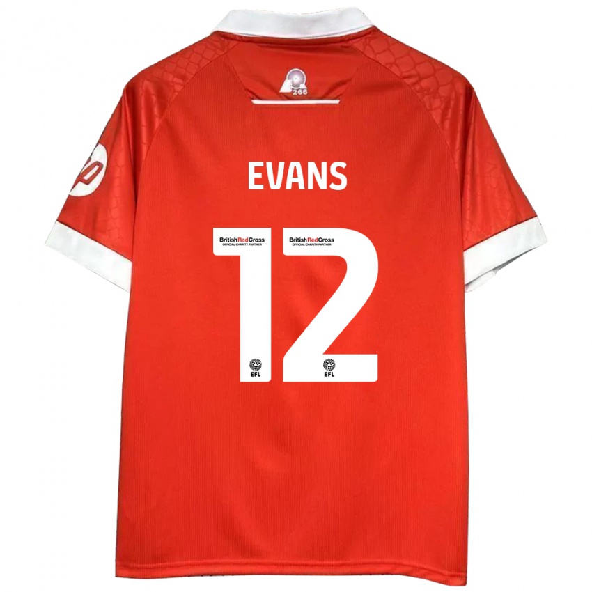 Dětské George Evans #12 Červená Bílá Domů Hráčské Dresy 2024/25 Dres