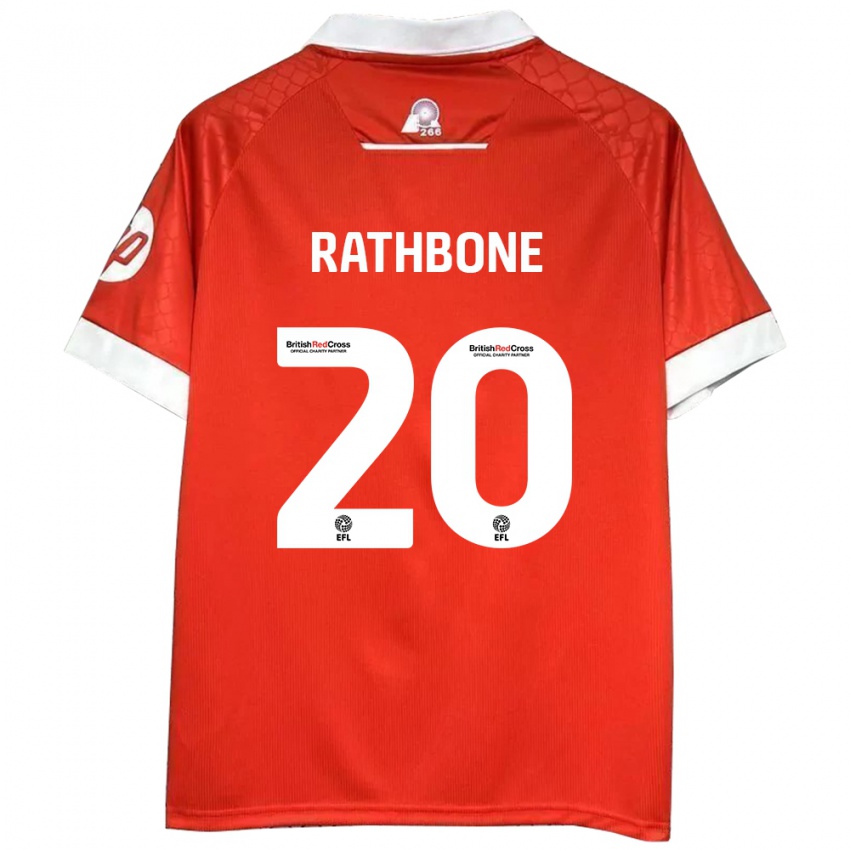 Dětské Ollie Rathbone #20 Červená Bílá Domů Hráčské Dresy 2024/25 Dres