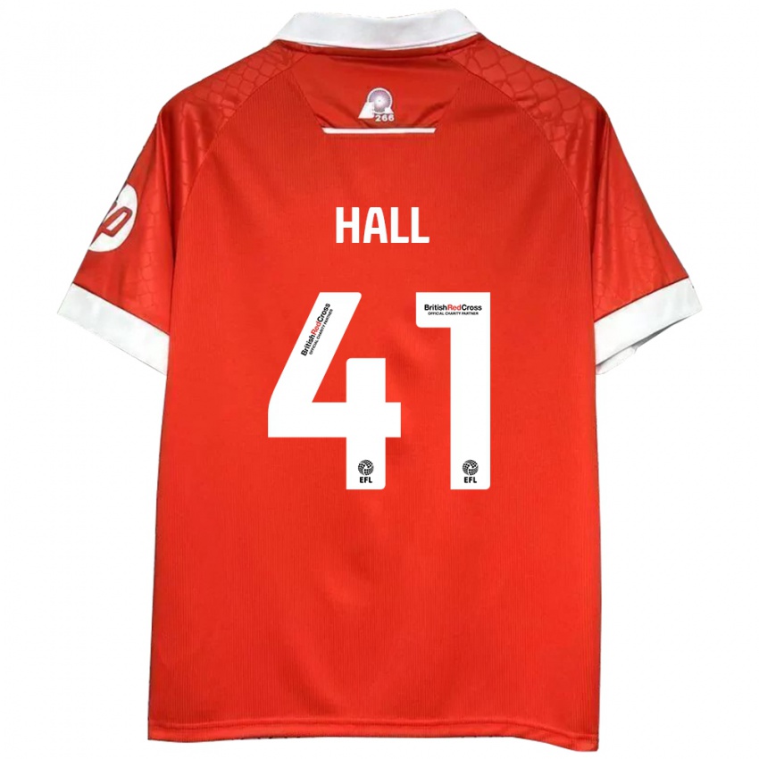 Dětské Liam Hall #41 Červená Bílá Domů Hráčské Dresy 2024/25 Dres