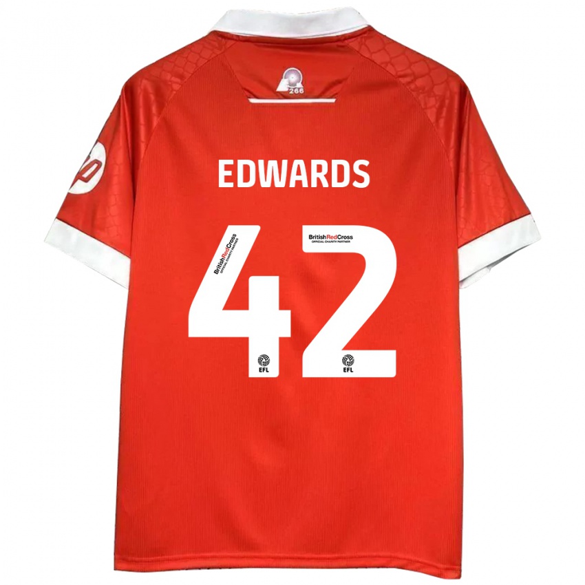 Dětské Callum Edwards #42 Červená Bílá Domů Hráčské Dresy 2024/25 Dres