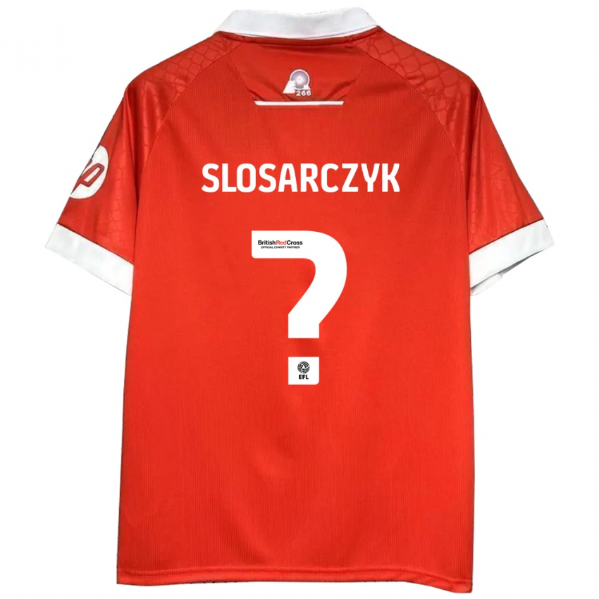 Dětské Nikolas Slosarczyk #0 Červená Bílá Domů Hráčské Dresy 2024/25 Dres