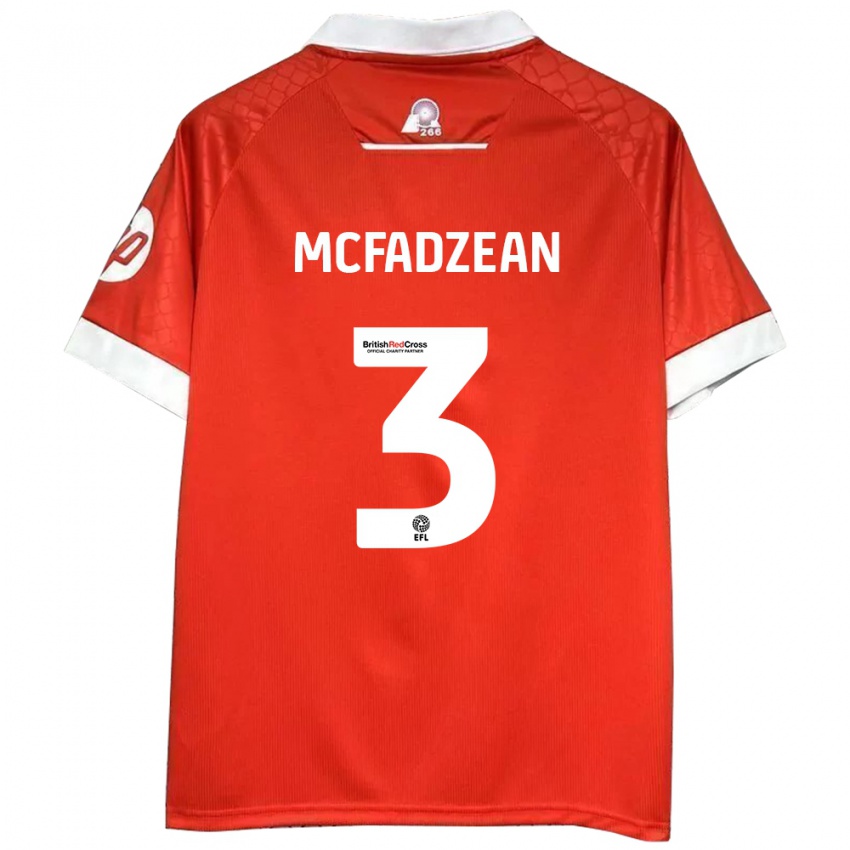 Dětské Callum Mcfadzean #3 Červená Bílá Domů Hráčské Dresy 2024/25 Dres