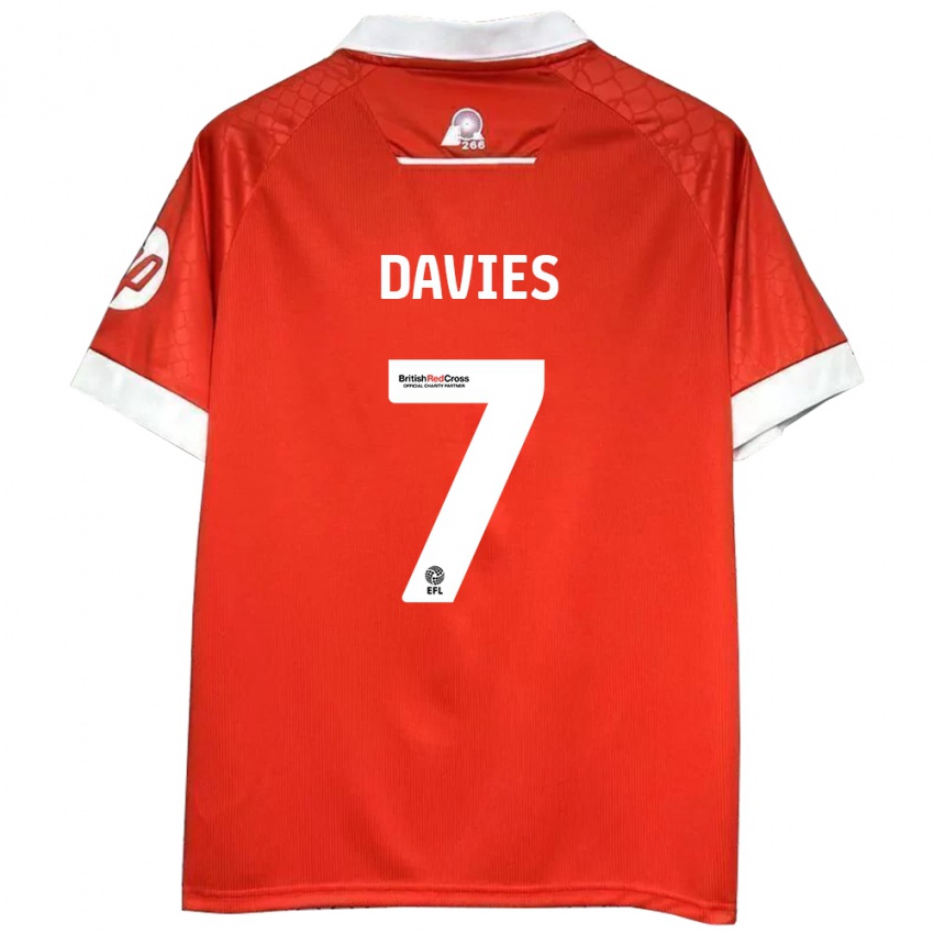 Dětské Jordan Davies #7 Červená Bílá Domů Hráčské Dresy 2024/25 Dres