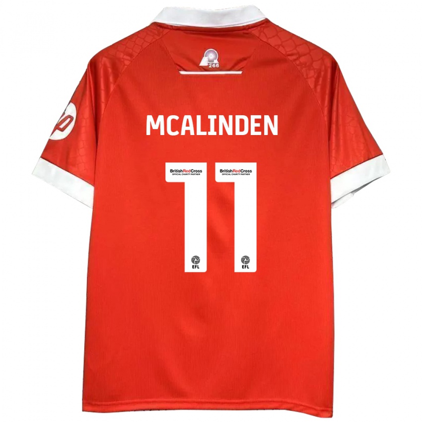 Dětské Liam Mcalinden #11 Červená Bílá Domů Hráčské Dresy 2024/25 Dres