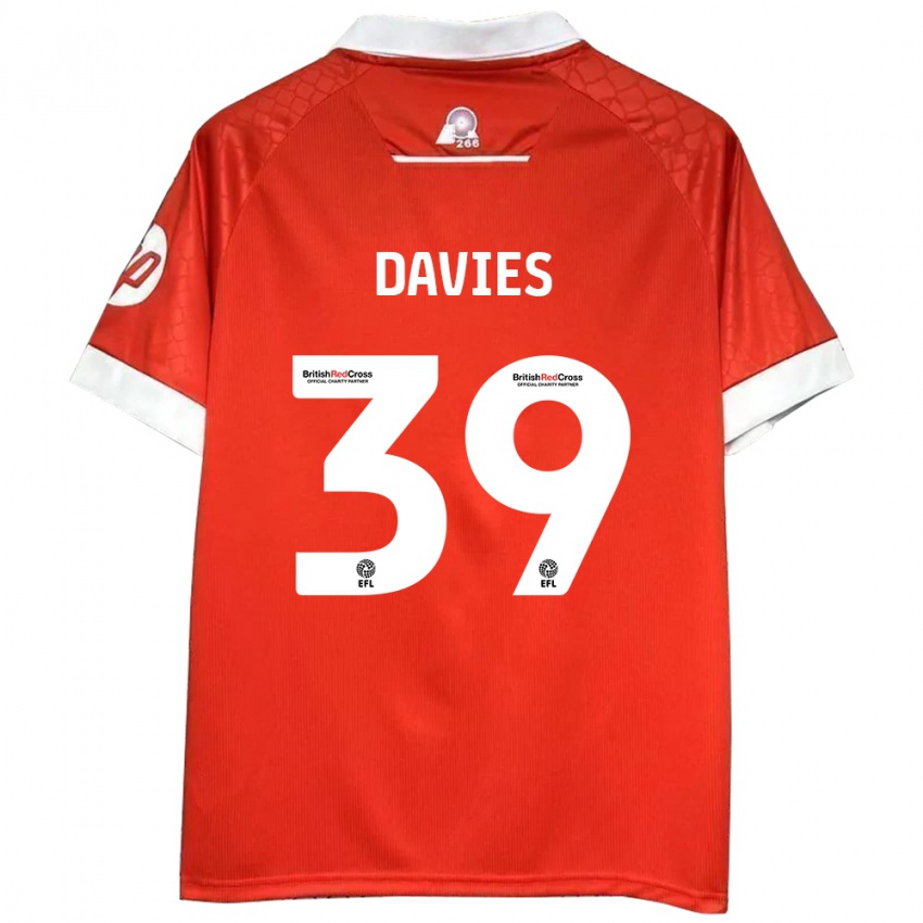 Dětské Daniel Davies #39 Červená Bílá Domů Hráčské Dresy 2024/25 Dres