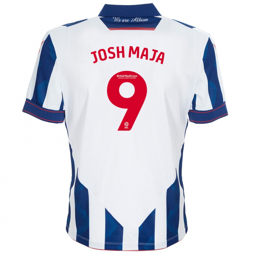 Dětské Josh Maja #9 Bílá Tmavě Modrá Domů Hráčské Dresy 2024/25 Dres