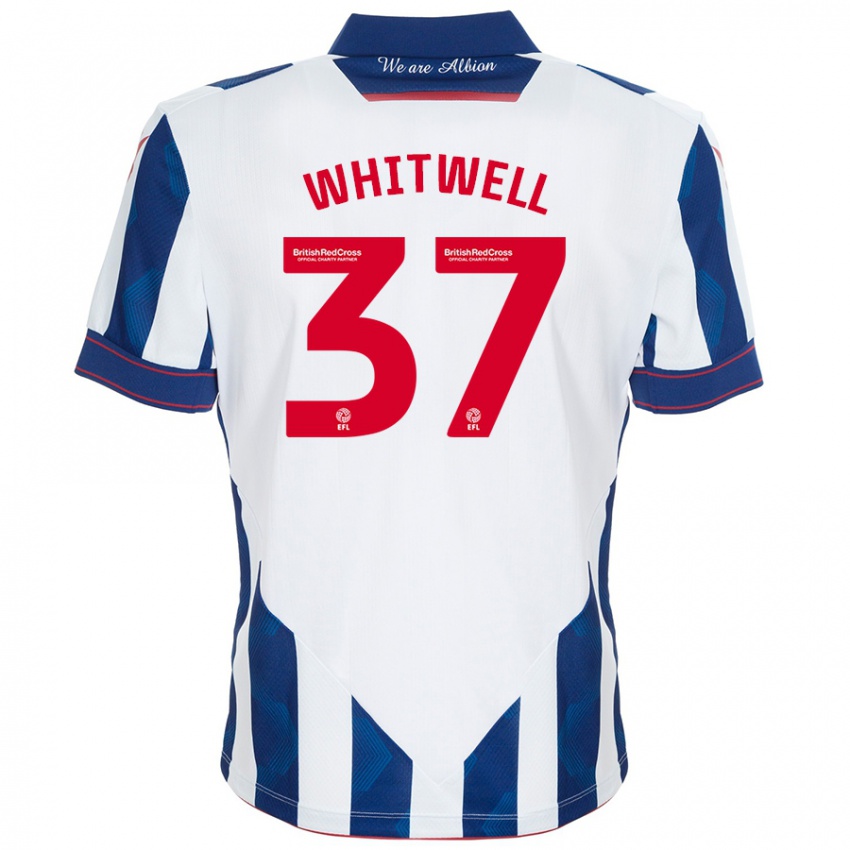 Dětské Harry Whitwell #37 Bílá Tmavě Modrá Domů Hráčské Dresy 2024/25 Dres